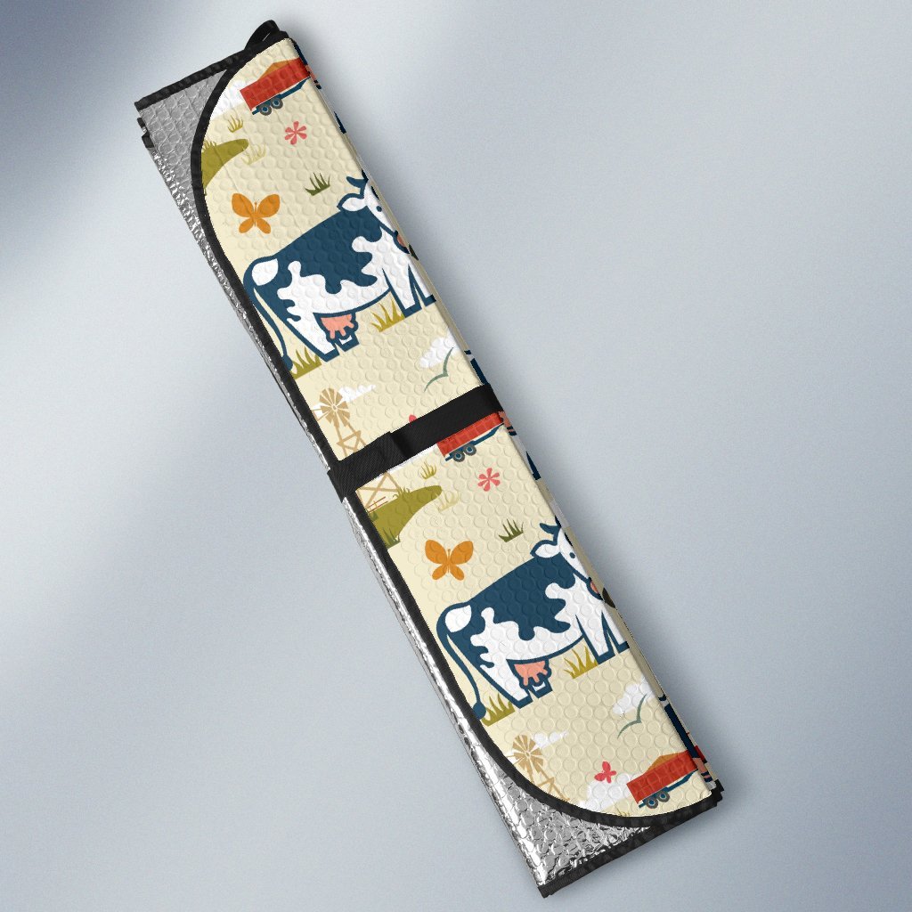 Cow Farm Design Print Car Sun Shade For Windshield