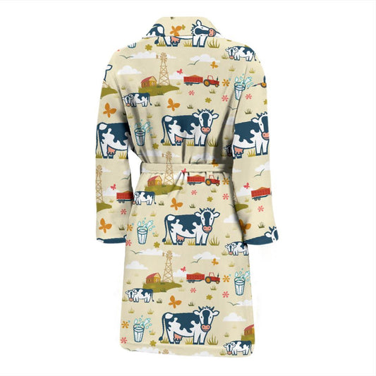 Cow Farm Design Print Men Bath Robe-JTAMIGO.COM