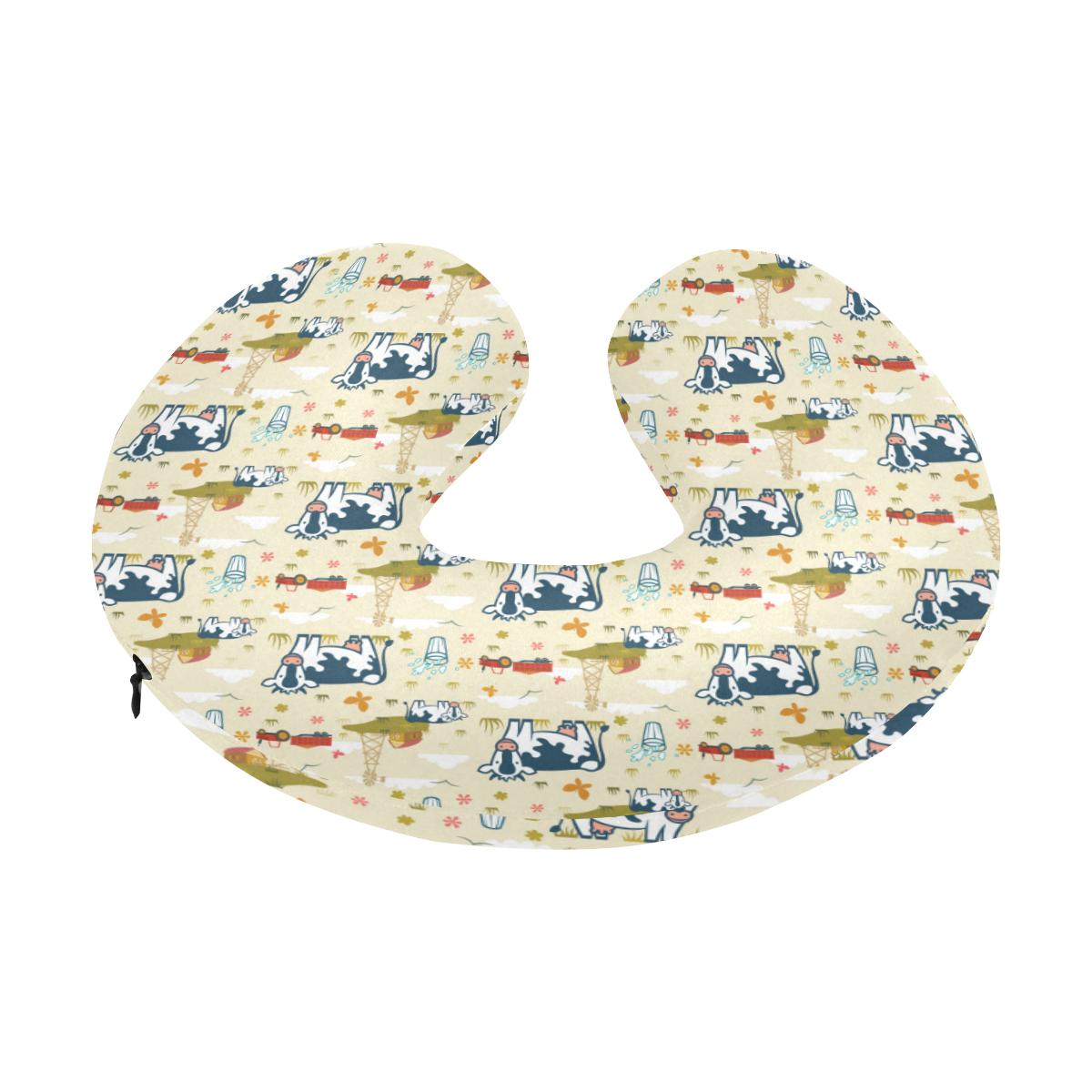 Cow Farm Design Print U-Shaped Travel Neck Pillow-JTAMIGO.COM