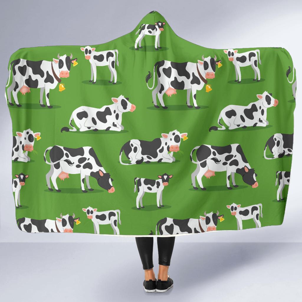 Cow Happy Print Pattern Hooded Blanket-JTAMIGO.COM