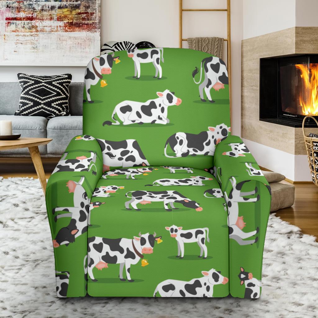 Cow Happy Print Pattern Single Sofa Slipcover -JTAMIGO.COM