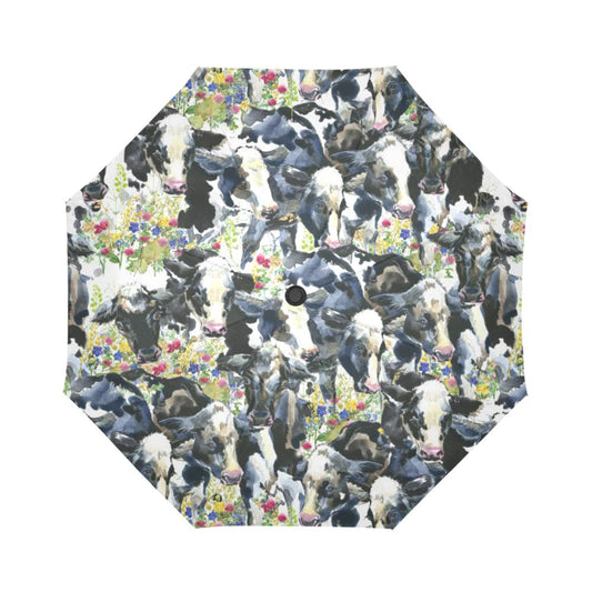 Cow Watercolor Print Pattern Automatic Foldable Umbrella