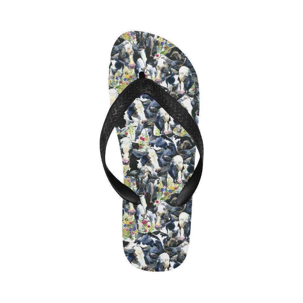 Cow Watercolor Print Pattern Flip Flops-JTAMIGO.COM