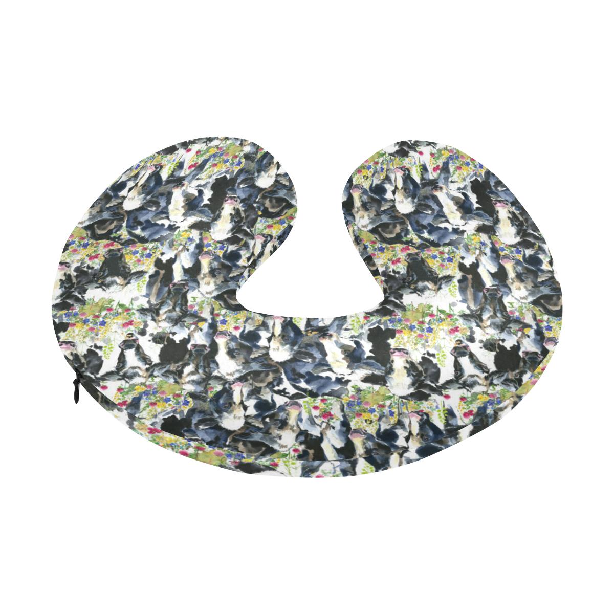 Cow Watercolor Print Pattern U-Shaped Travel Neck Pillow-JTAMIGO.COM