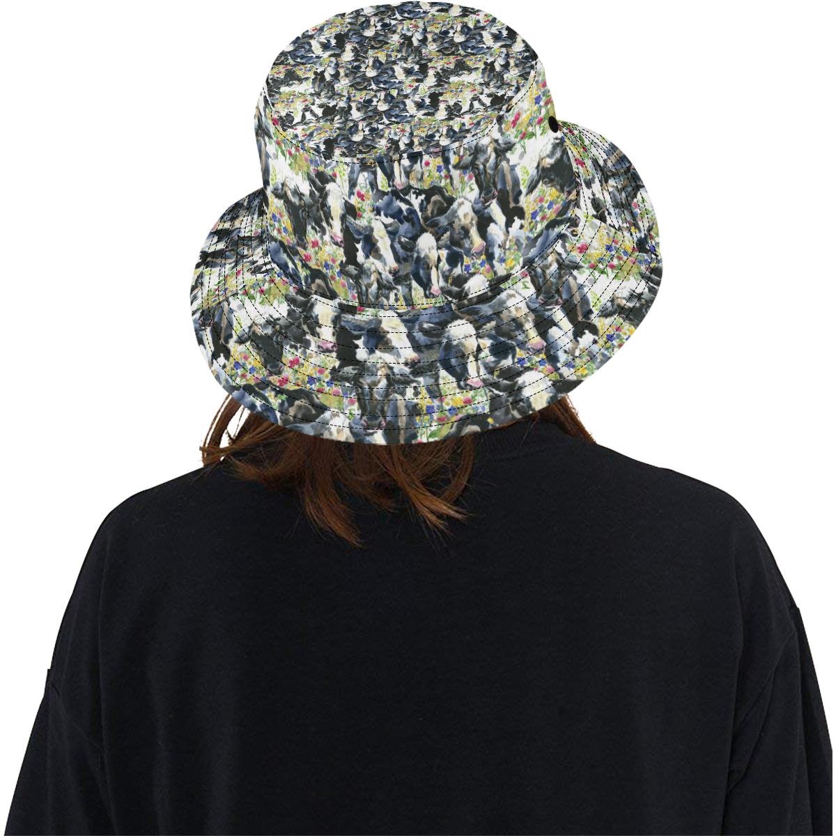 Cow Watercolor Print Pattern Unisex Bucket Hat