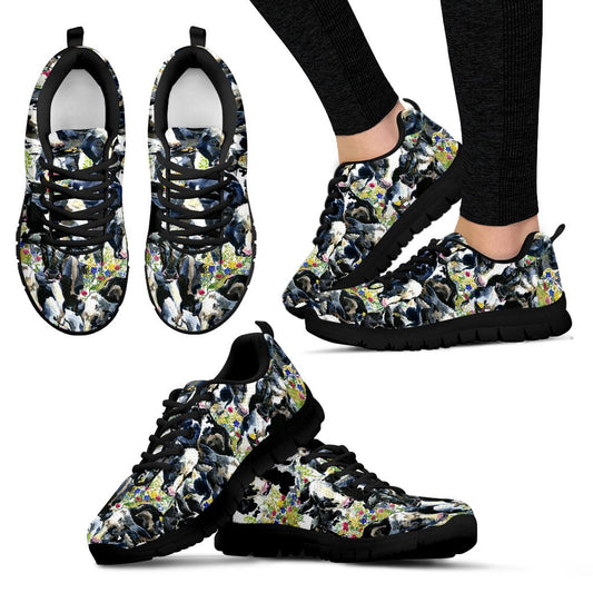 Cow Watercolor Print Pattern Women Sneakers Shoes