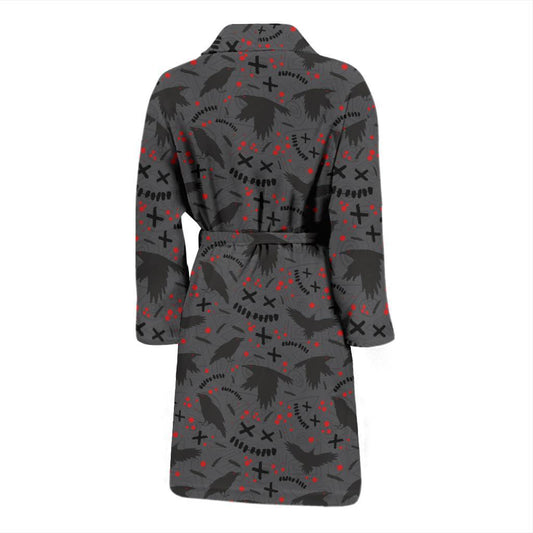 Crow Pattern Print Design 02 Men Bathrobe-JORJUNE.COM