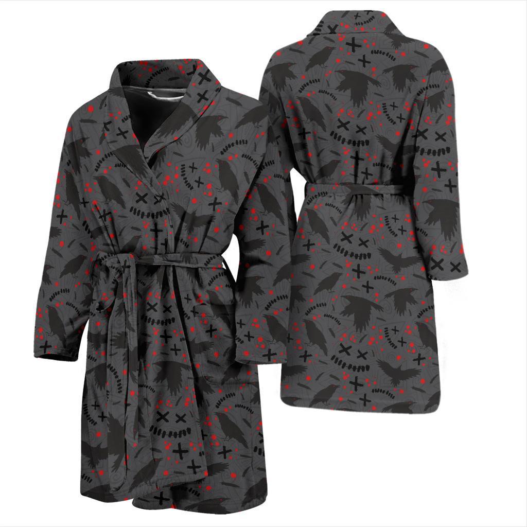 Crow Pattern Print Design 02 Men Bathrobe-JORJUNE.COM