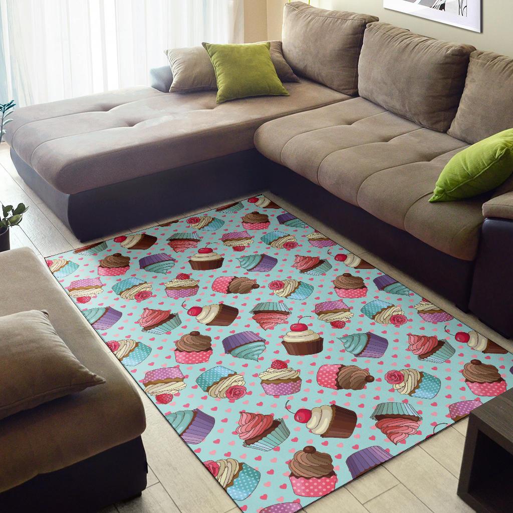 Cupcakes Fancy Heart Print Pattern Area Rugs-JTAMIGO.COM