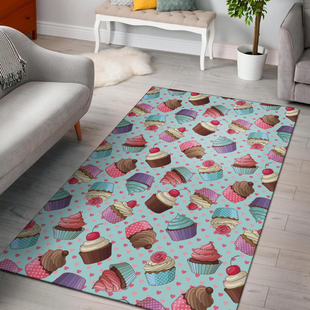 Cupcakes Fancy Heart Print Pattern Area Rugs-JTAMIGO.COM