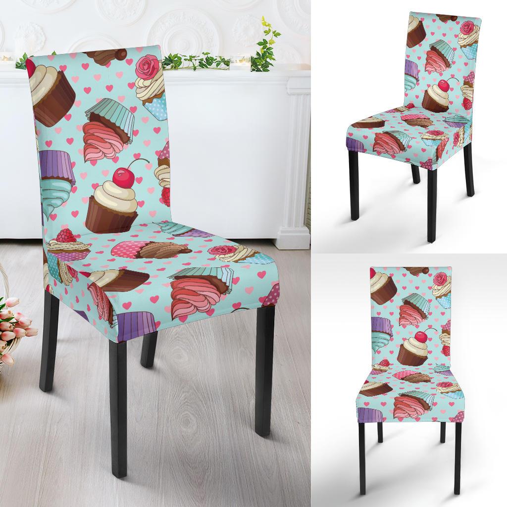 Cupcakes Fancy Heart Print Pattern Dinning Chair Slipper-JTAMIGO.COM