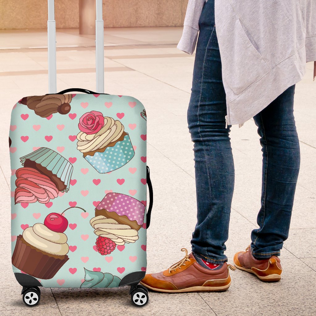 Cupcakes Fancy Heart Print Pattern Luggage Cover Protector