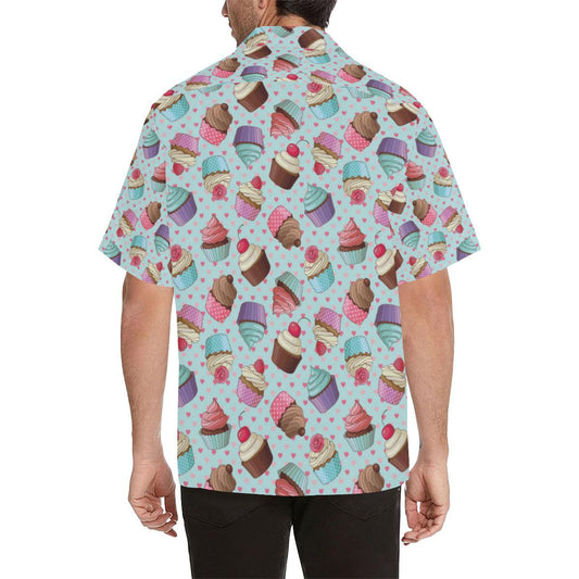 Cupcakes Fancy Heart Print Pattern Men Aloha Hawaiian Shirt