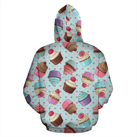 Cupcakes Fancy Heart Print Pattern Pullover Hoodie