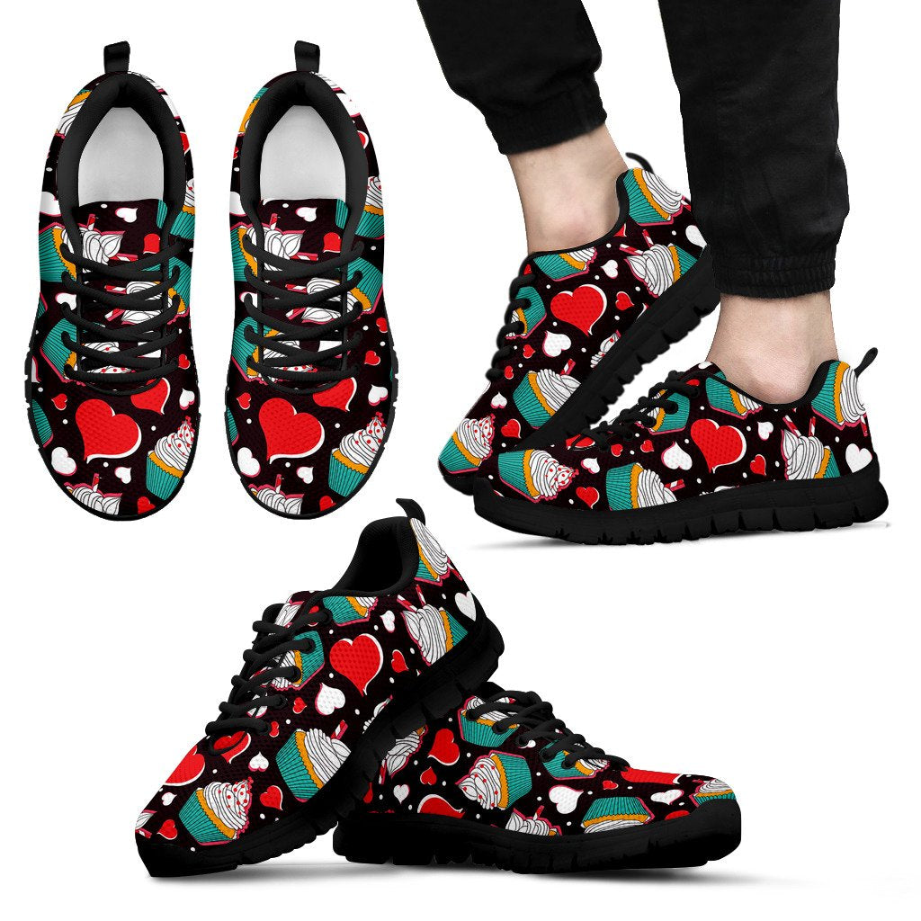 Cupcakes Heart Print Pattern Men Sneakers Shoes