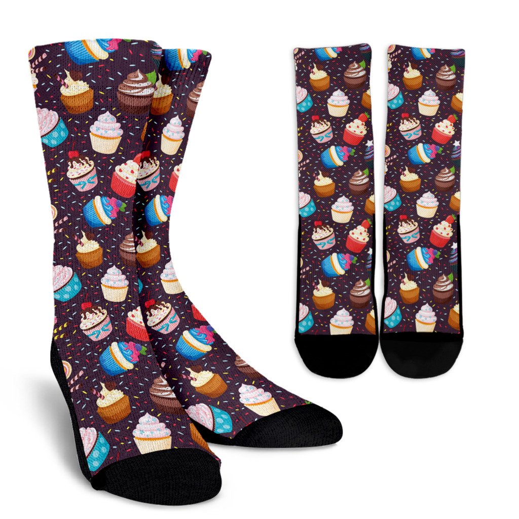 Cupcakes Party Print Pattern Crew Socks