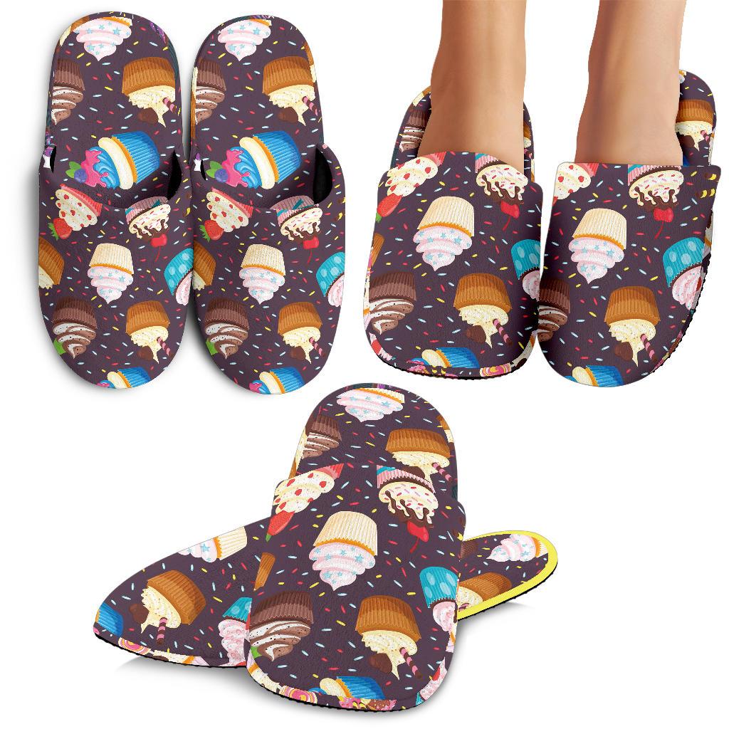 Cupcakes Party Print Pattern House Slippers