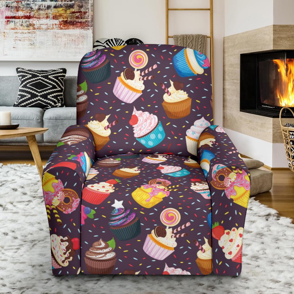 Cupcakes Party Print Pattern Single Sofa Slipcover -JTAMIGO.COM