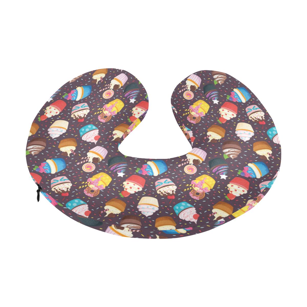 Cupcakes Party Print Pattern U-Shaped Travel Neck Pillow-JTAMIGO.COM