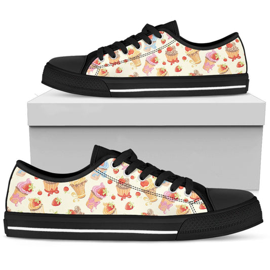Cupcakes Strawberry Cherry Print Women Low Top Shoes