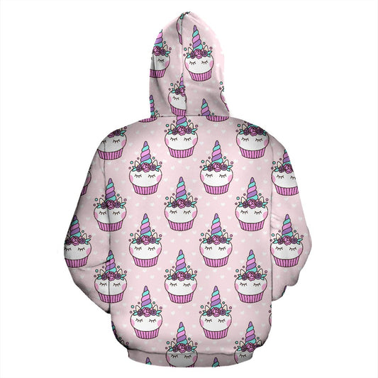 Cupcakes Unicorn Print Pattern Pullover Hoodie