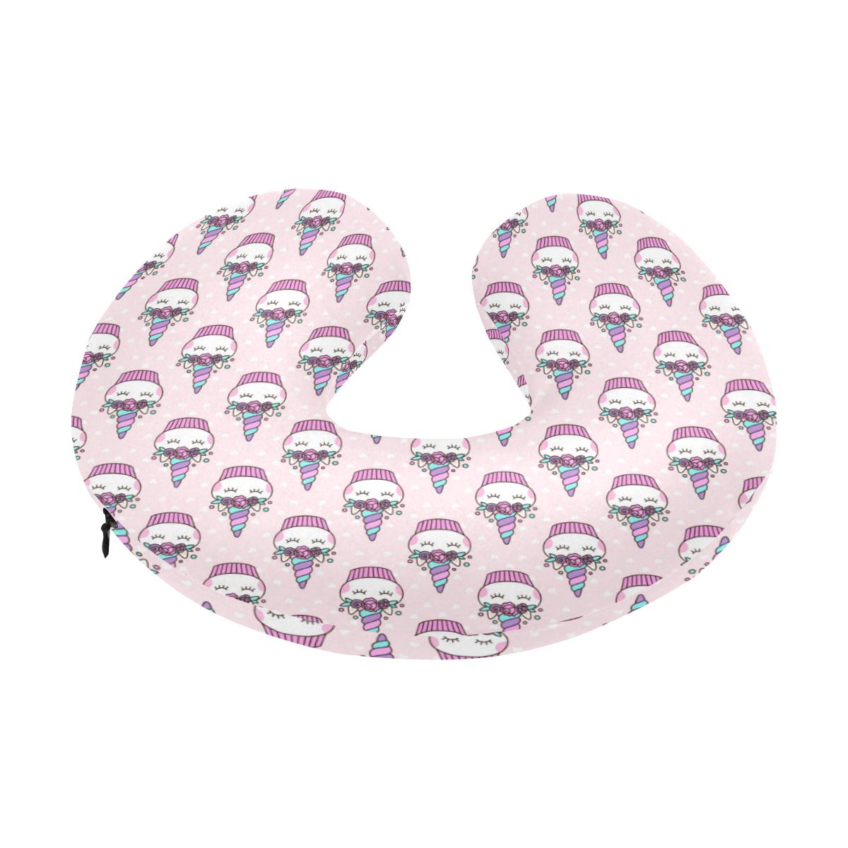 Cupcakes Unicorn Print Pattern U-Shaped Travel Neck Pillow-JTAMIGO.COM