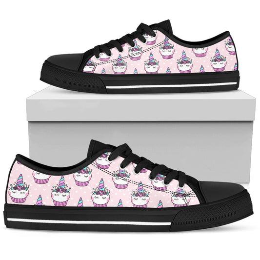 Cupcakes Unicorn Print Pattern Women Low Top Shoes