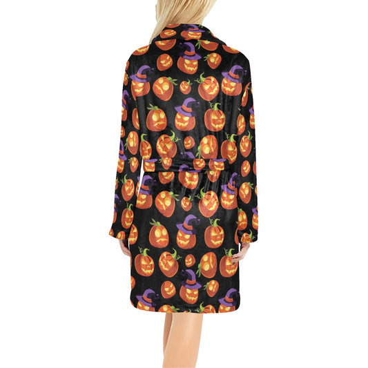 Witch Pumpkin Halloween Print LKS302 Women's Fleece Robe