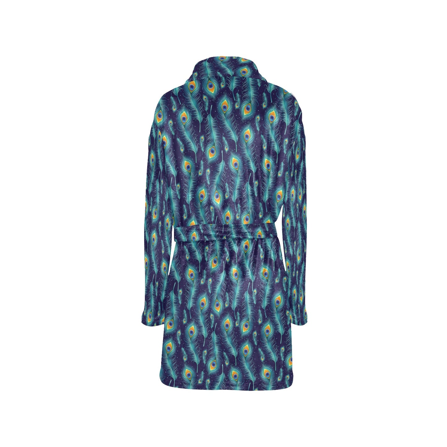 Peacock Feather Blue Design Print Women's Fleece Robe
