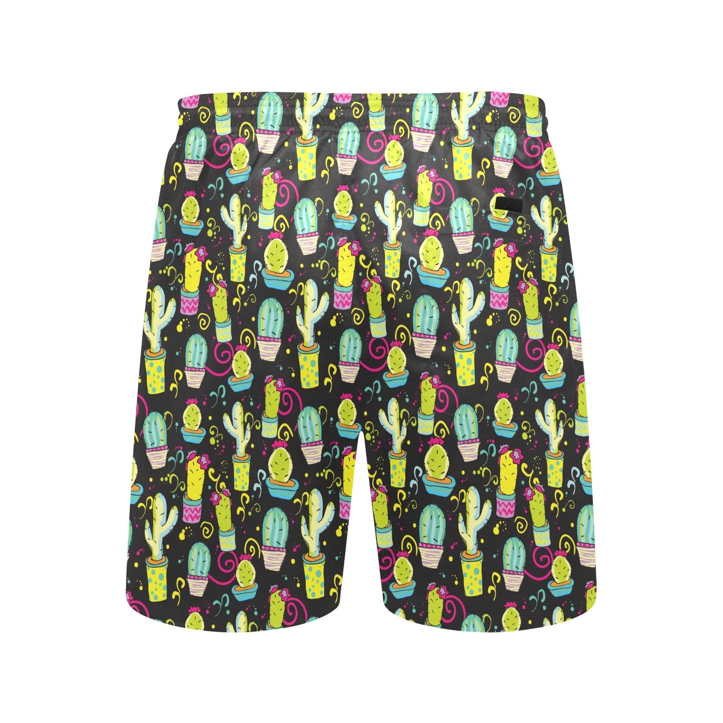 Cactus Neon Style Print Pattern Men's Swim Trunks Beach Shorts