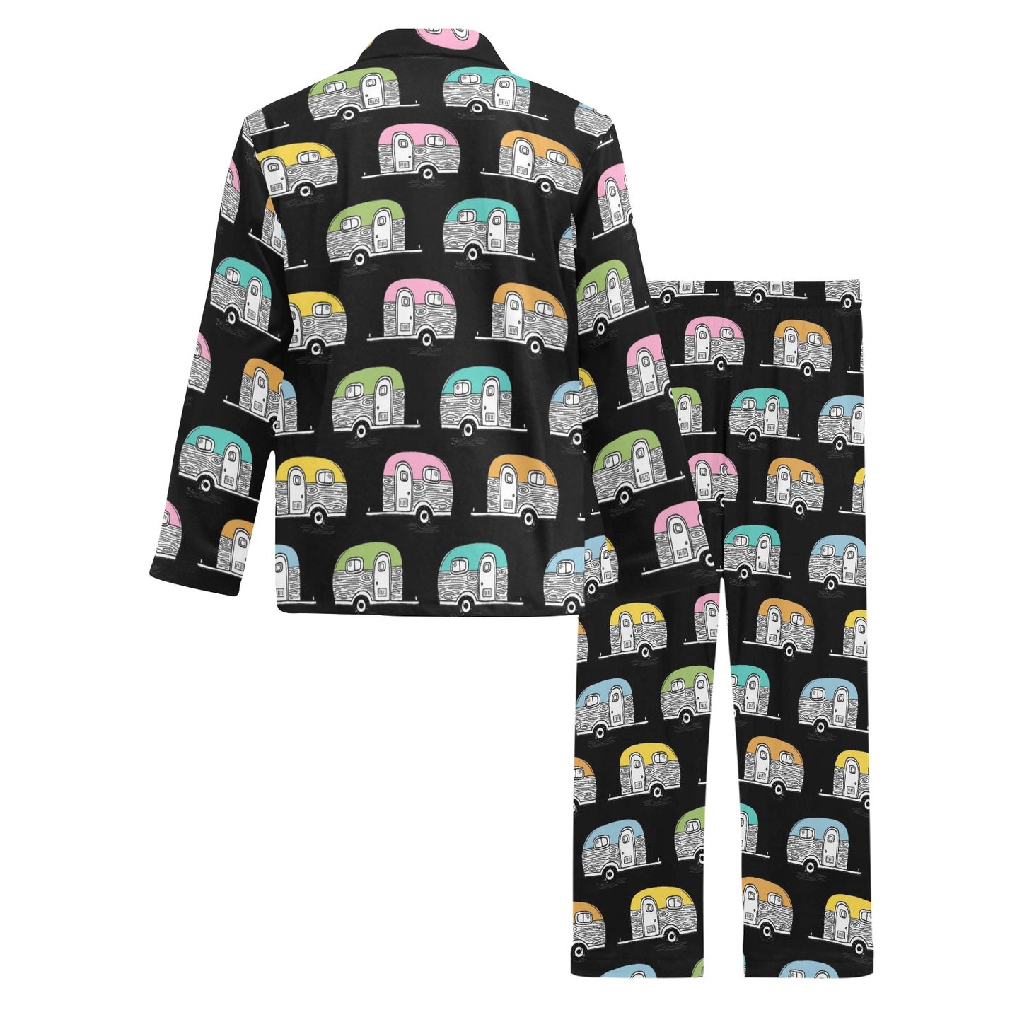 Camper Pattern Camping Themed No 2 Print Men's Long Pajama Set