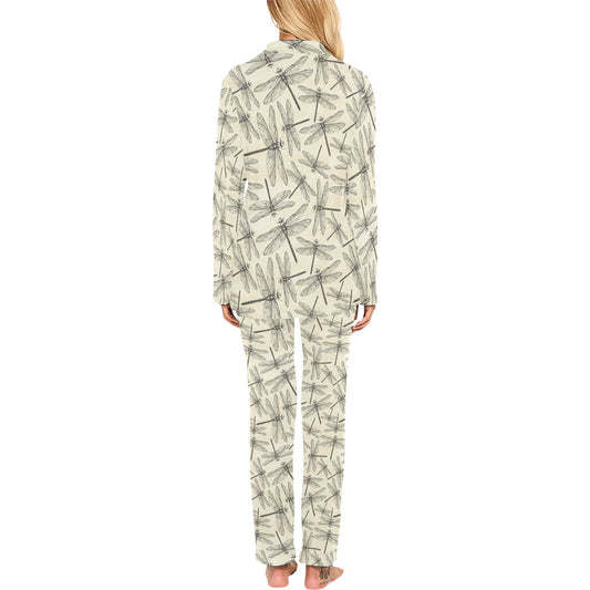 Dragonfly Print Design LKS402 Women's Long Pajama Set