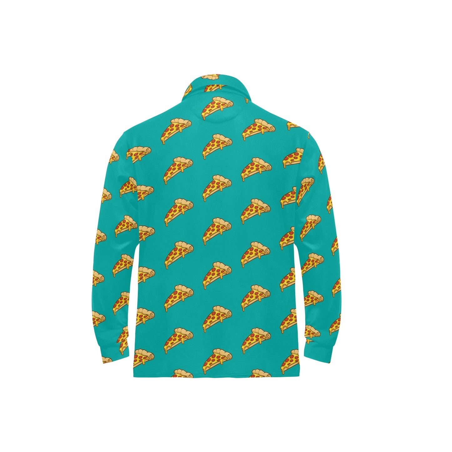 Pizza Pattern Print Design A03 Long Sleeve Polo Shirt For Men's