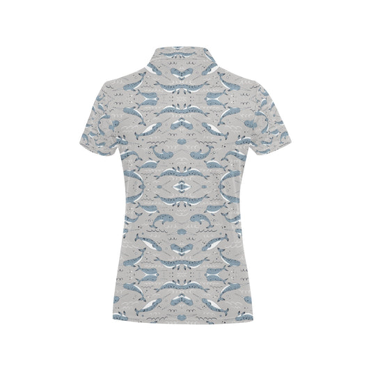 Narwhal Pattern Print Women's Polo Shirt