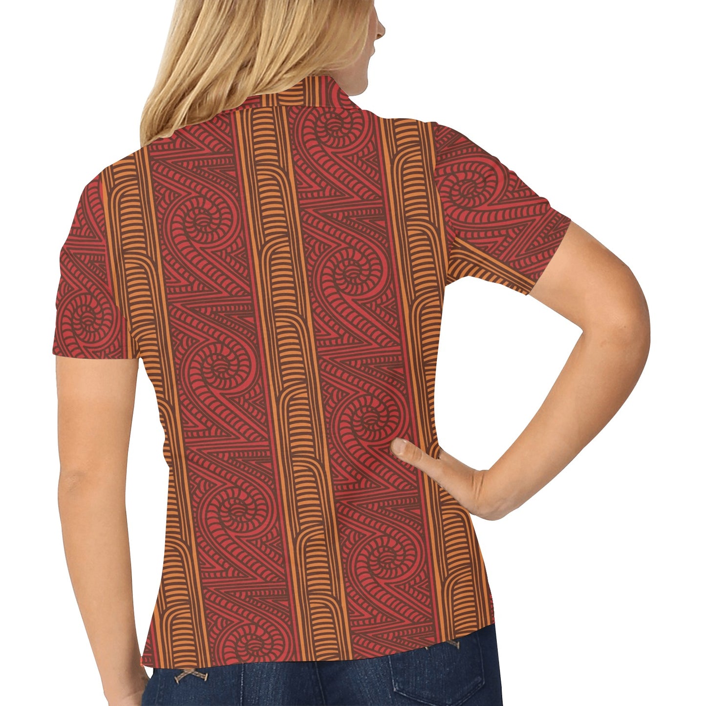Maori Pattern Print Design 05 Women's Polo Shirt