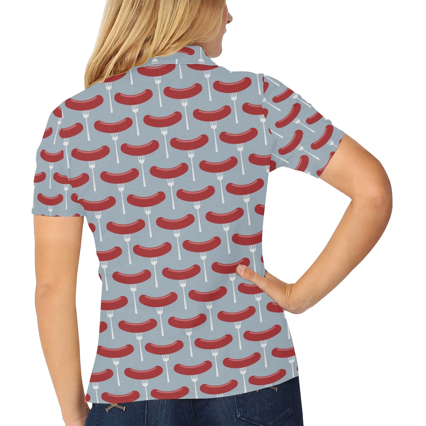 Sausage Print Design LKS301 Women's Polo Shirt