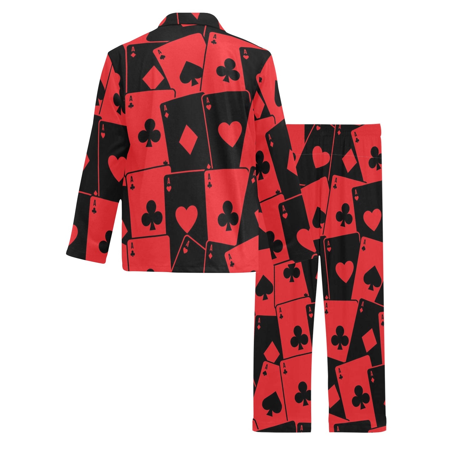 Poker Cards Pattern Print Design A01 Men's Long Pajama Set