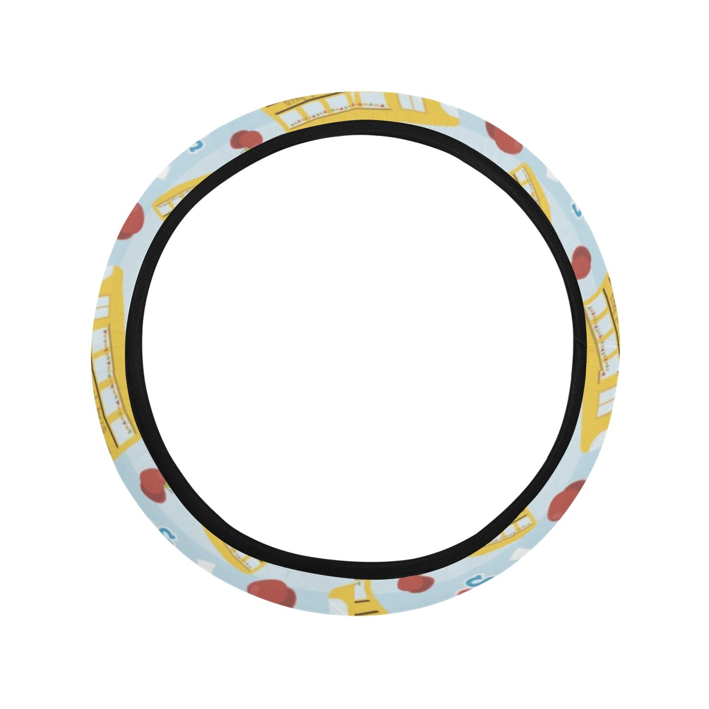 School Bus Back To School Print Design LKS303 Steering Wheel Cover with Elastic Edge