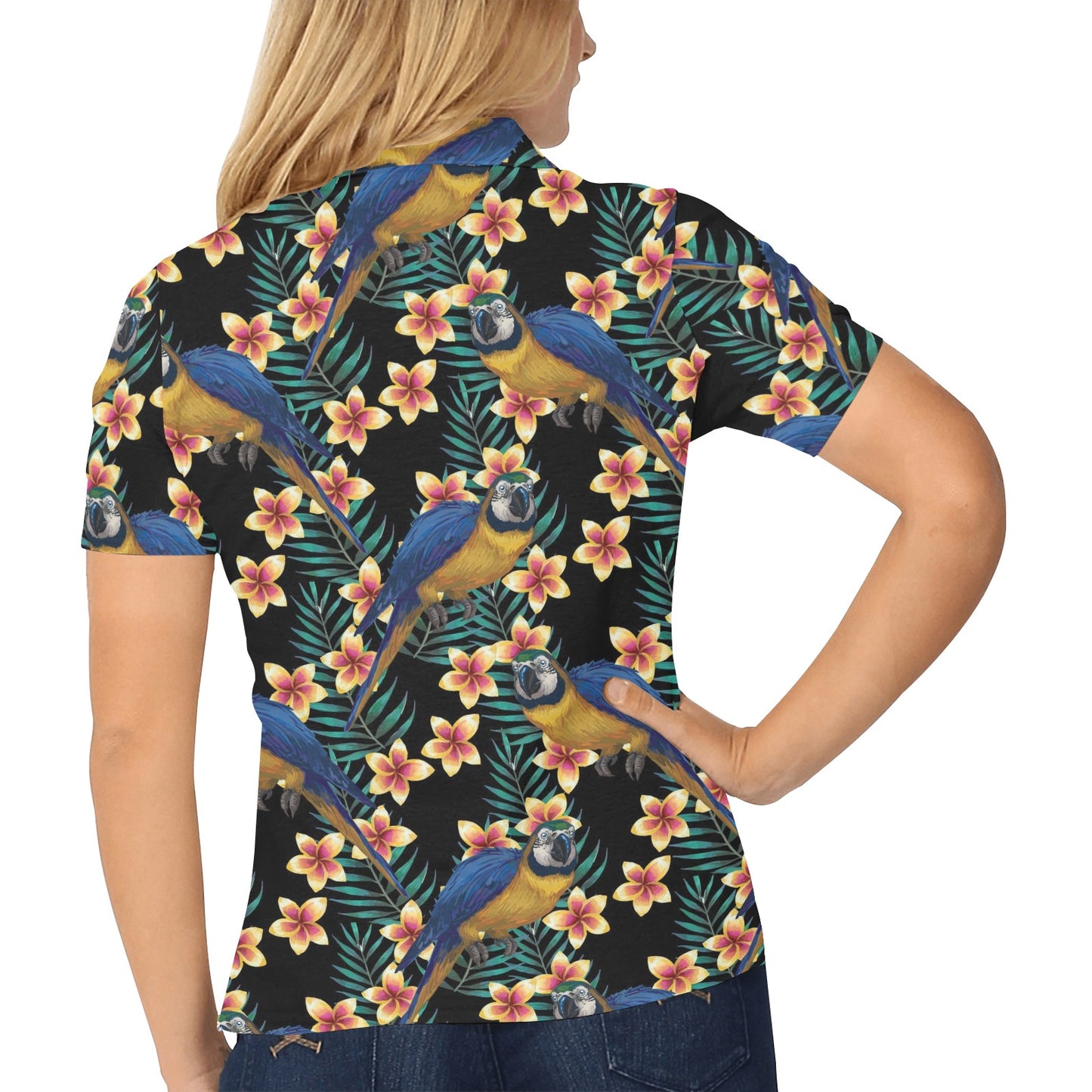 Macaw Pattern Print Design 01 Women's Polo Shirt
