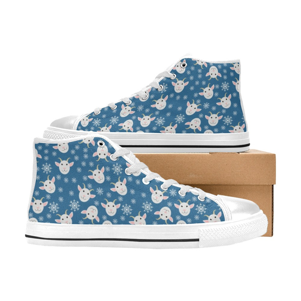 Goat Print Design LKS402 Men's High Top Canvas Shoes