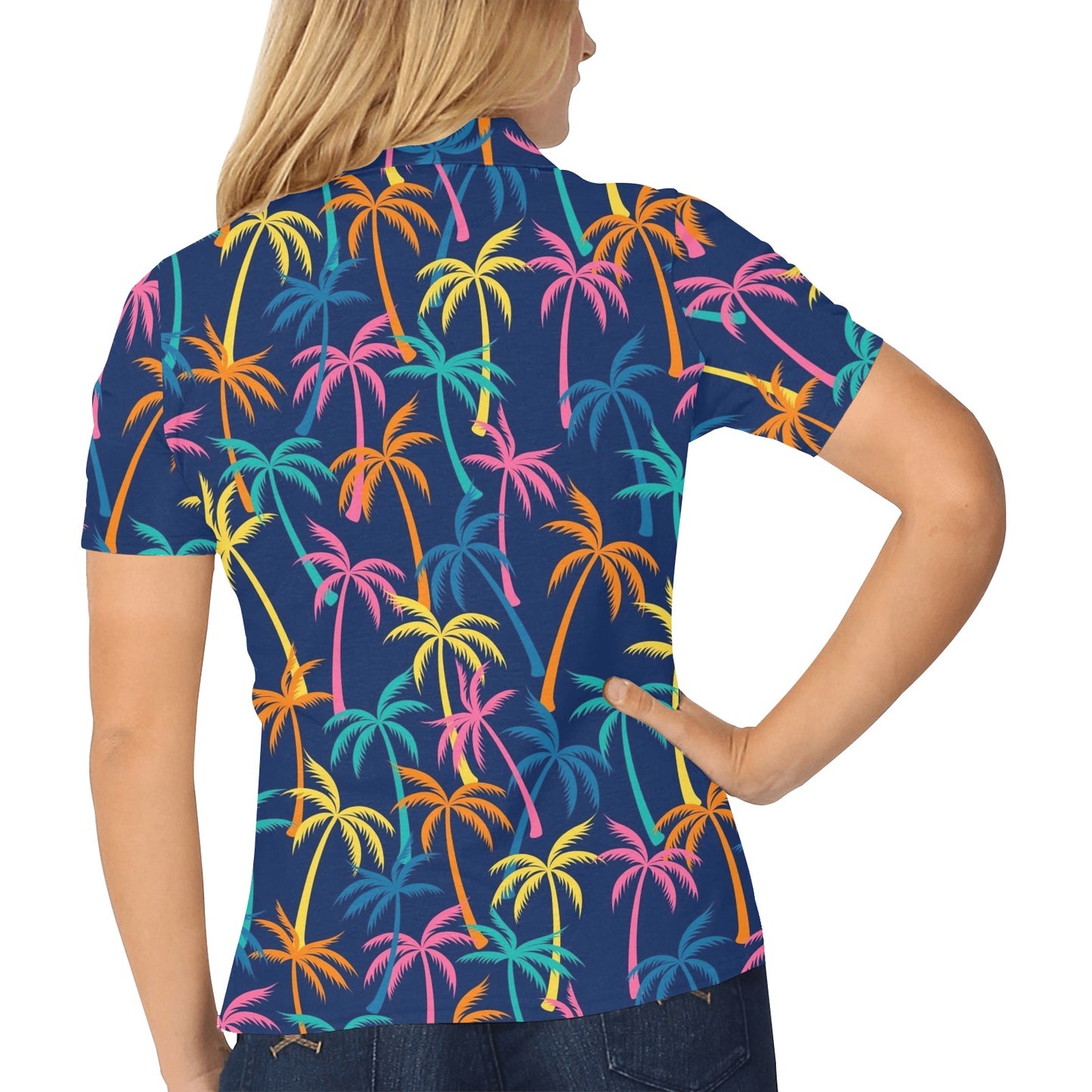 Palm Tree Pattern Print Design PT013 Women's Polo Shirt