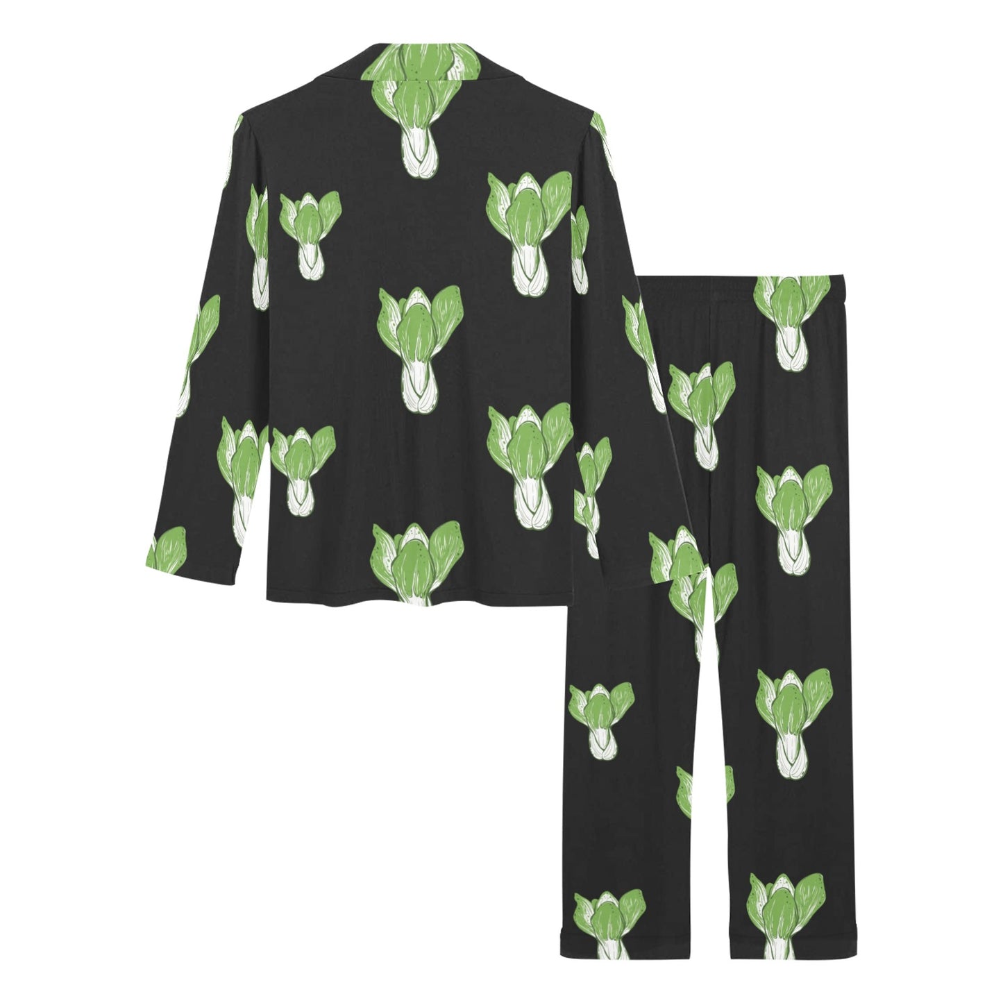 Kale Pattern Print Design 02 Women's Long Pajama Set