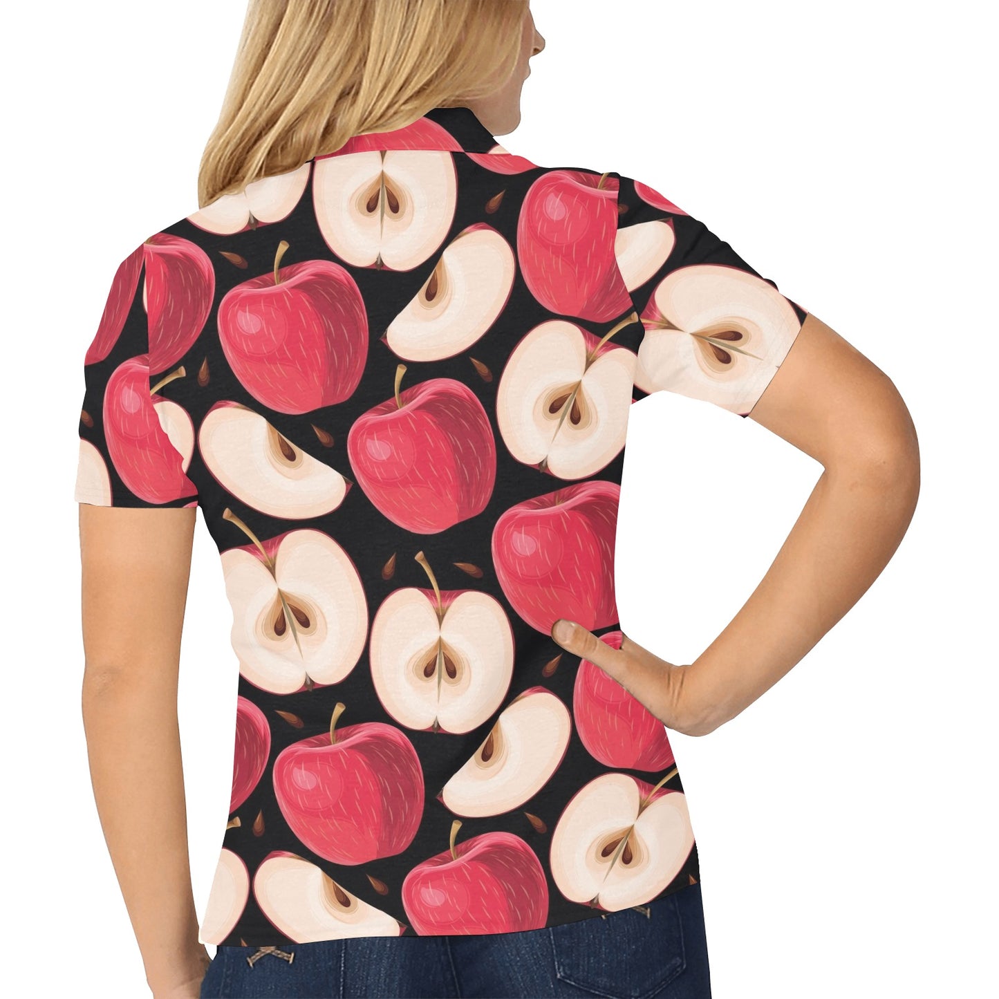 Apple Pattern Print Design AP02 Women's Polo Shirt