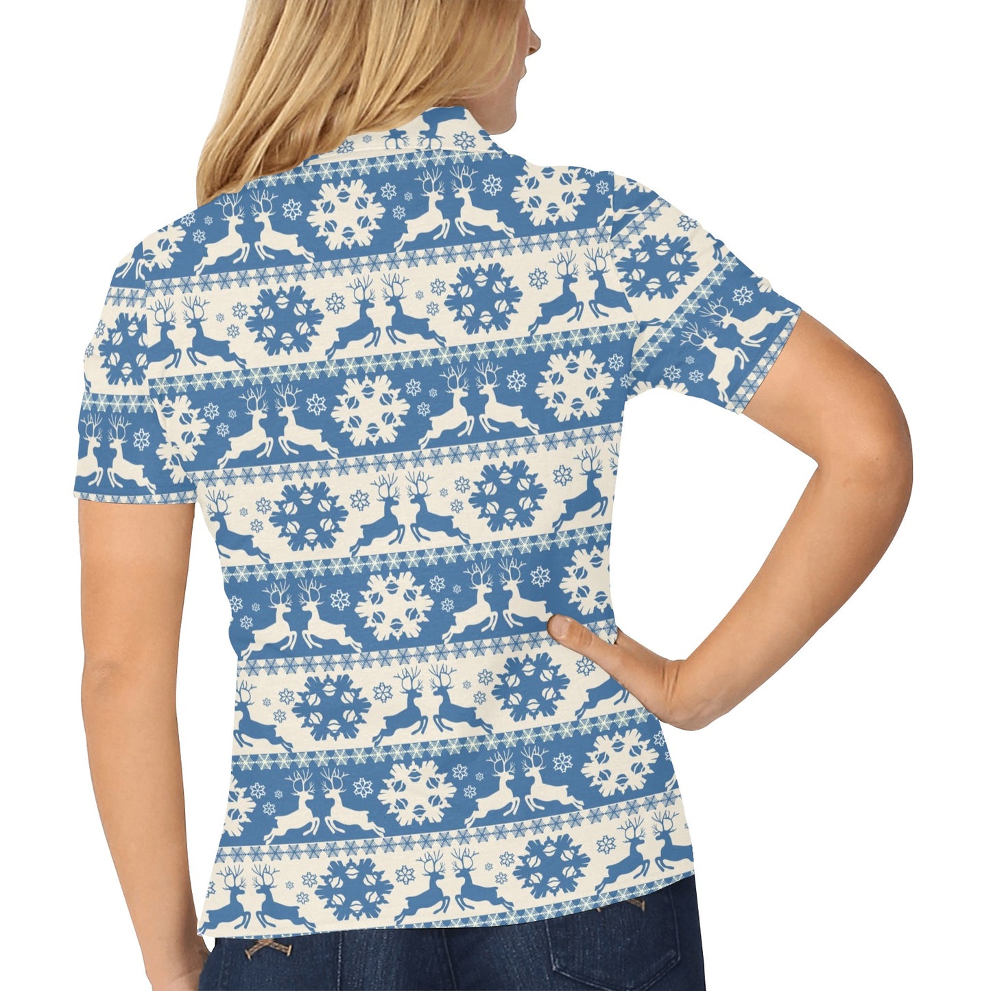 Reindeer Print Design LKS401 Women's Polo Shirt