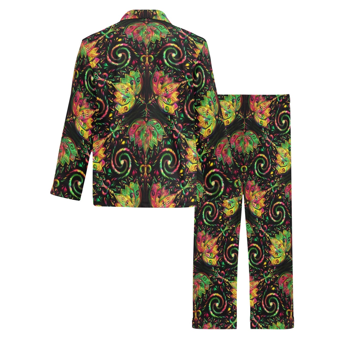 lotus Boho Pattern Print Design LO09 Men's Long Pajama Set