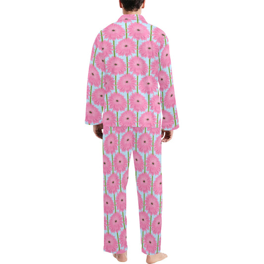 Gerberas Pattern Print Design GB01 Men's Long Pajama Set