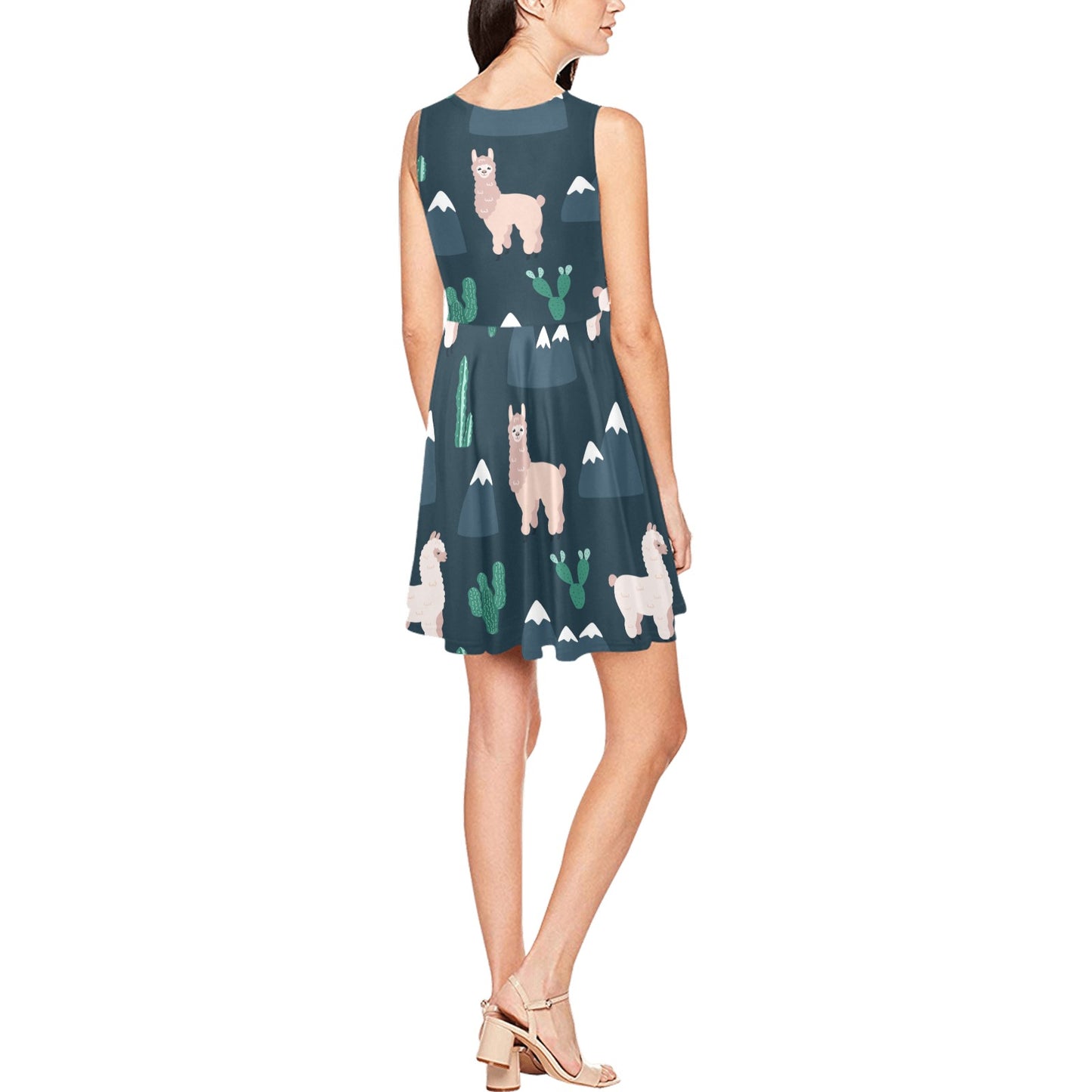 Llama Pattern Print Design 06 Sleeveless Dress