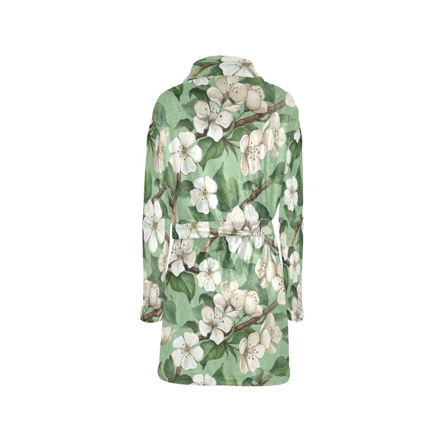 Apple blossom Pattern Print Design AB02 Women's Fleece Robe