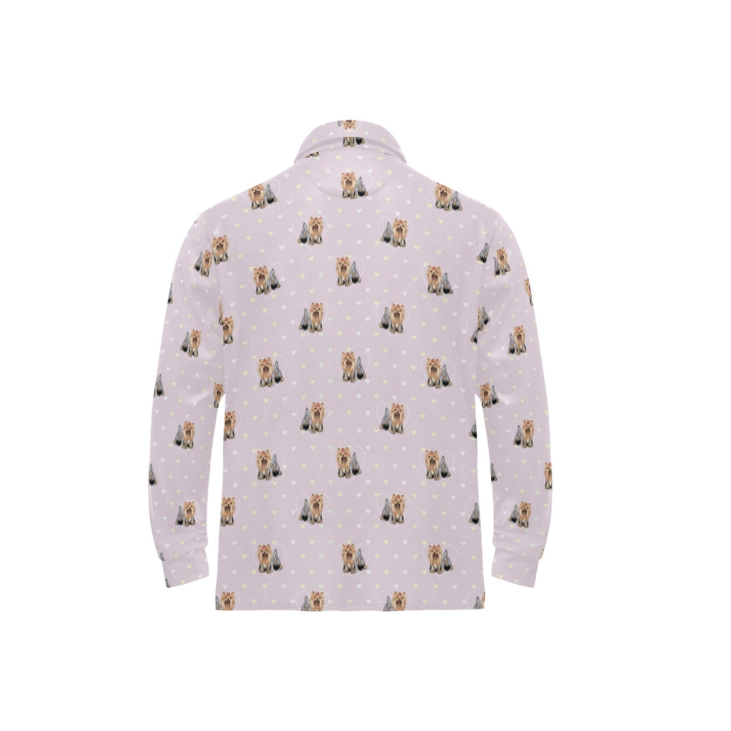 Yorkshire Terriers Print Design LKS302 Long Sleeve Polo Shirt For Men's