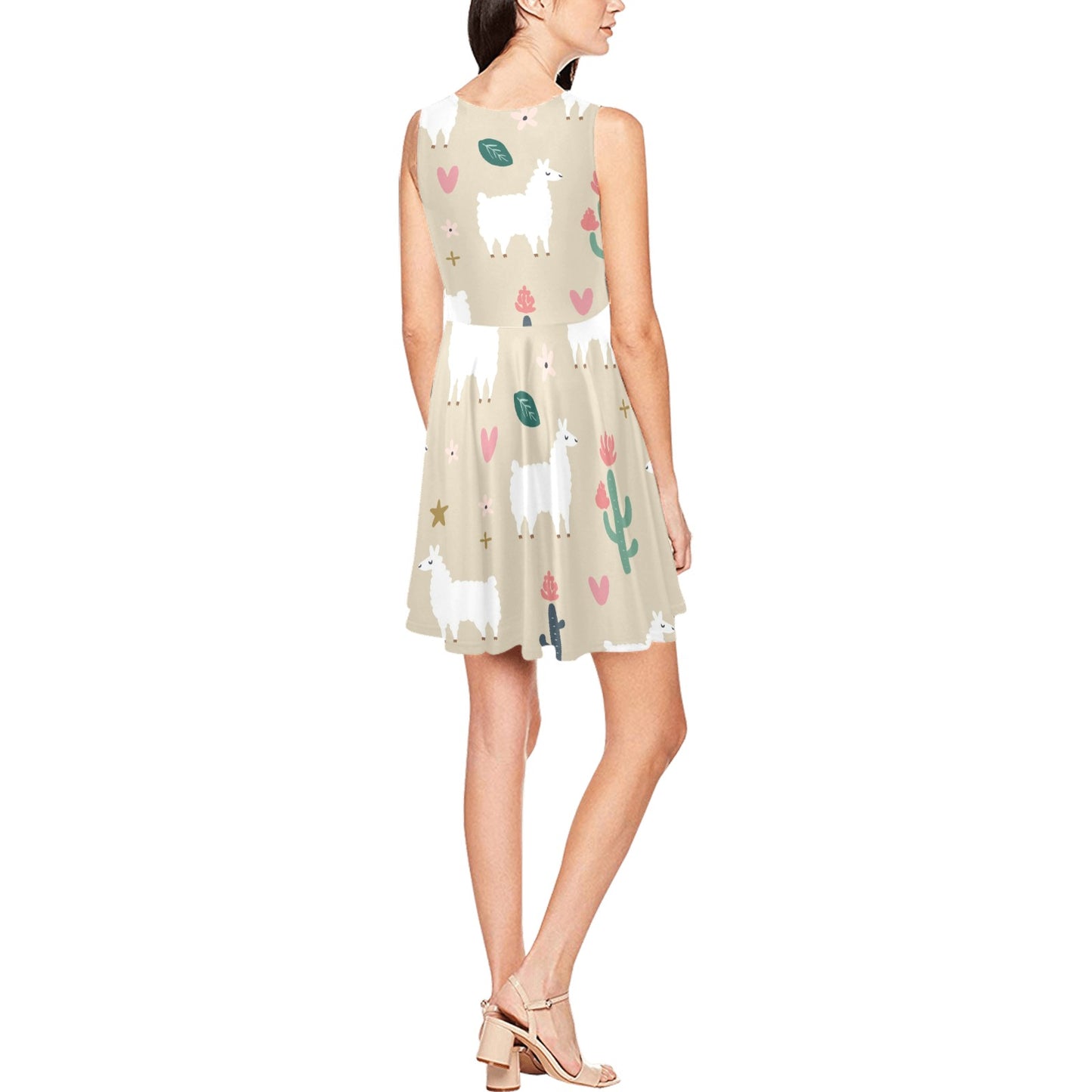 Llama Cactus Pattern Print Design 09 Sleeveless Dress